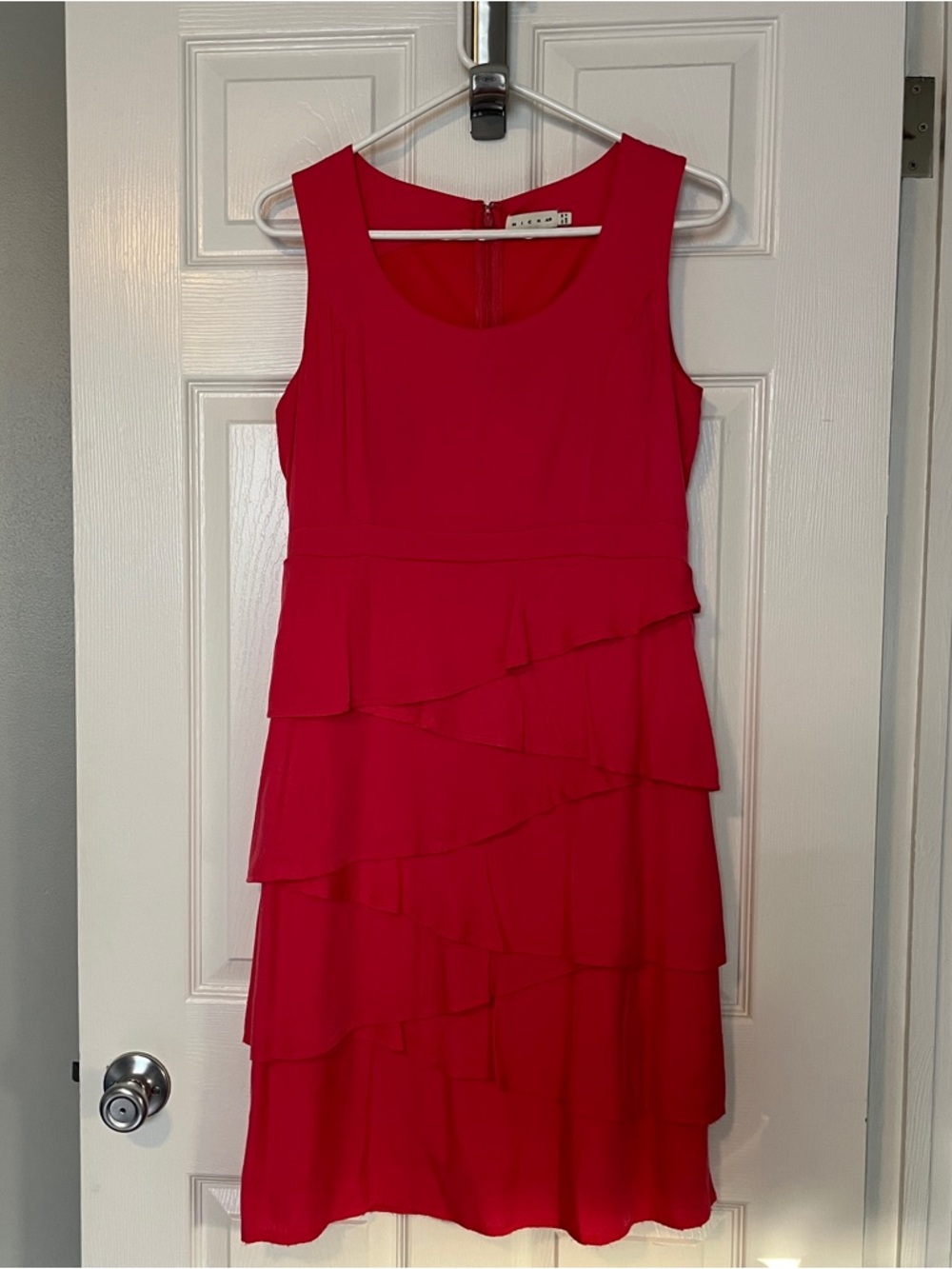 Sleeveless Coral Tiered Ruffle Dress